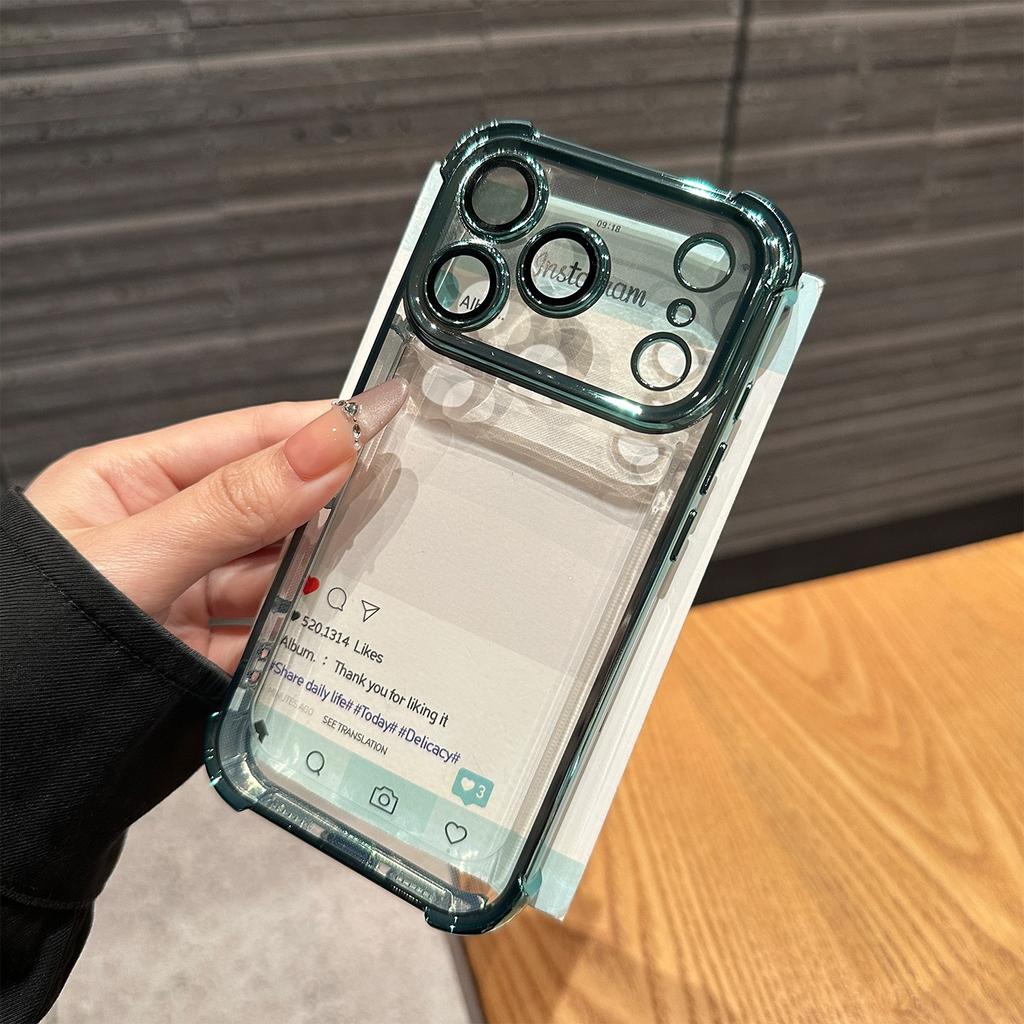 Luxury Electroplate Transparent Phone Case For iPhone 11 12 13 14 15 16 Pro Max Plus Clear Bumper Shockproof Protection Cover