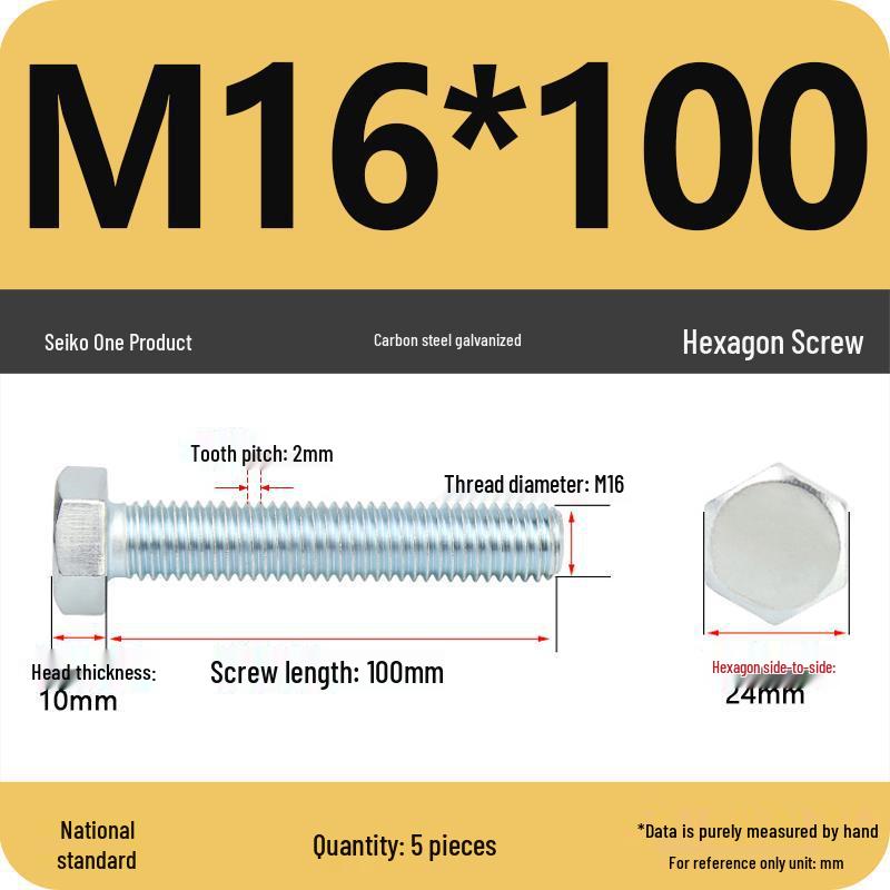 8.8 Grade Galvanized Hex Head Bolt, High-Strength M4-M30