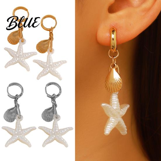 Versatile Skin Tone Earrings 1 Pair Women Earrings Starfish Shell