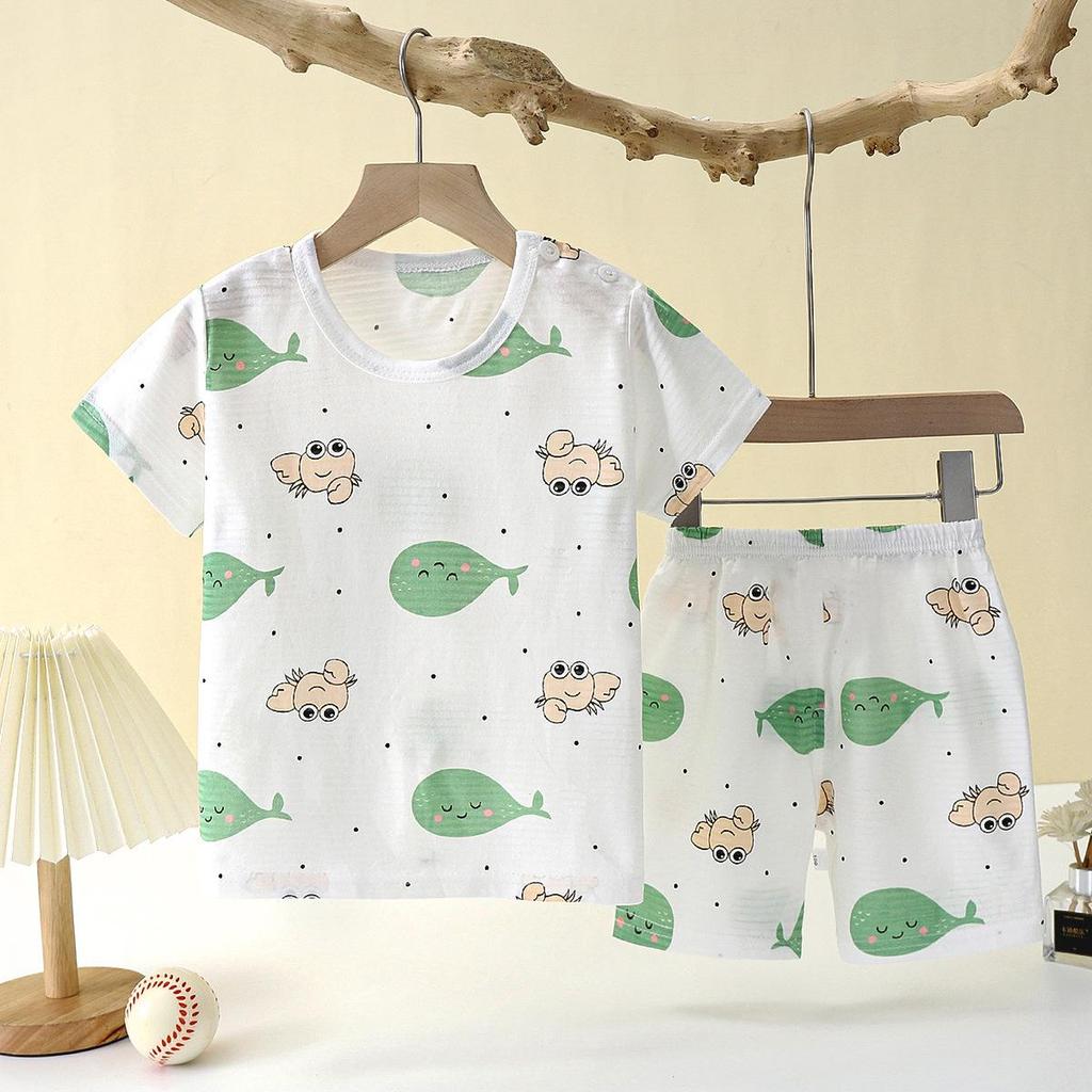 Children's Summer Cotton Pajamas: Breathable Two-Piece Set for Girls