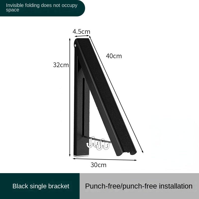 Настенная складная сушилка для одежды, уличный балкон, невидимые вешалки, космическая алюминиевая вешалка для одежды, аксессуары для дома и ванной комнаты Black single