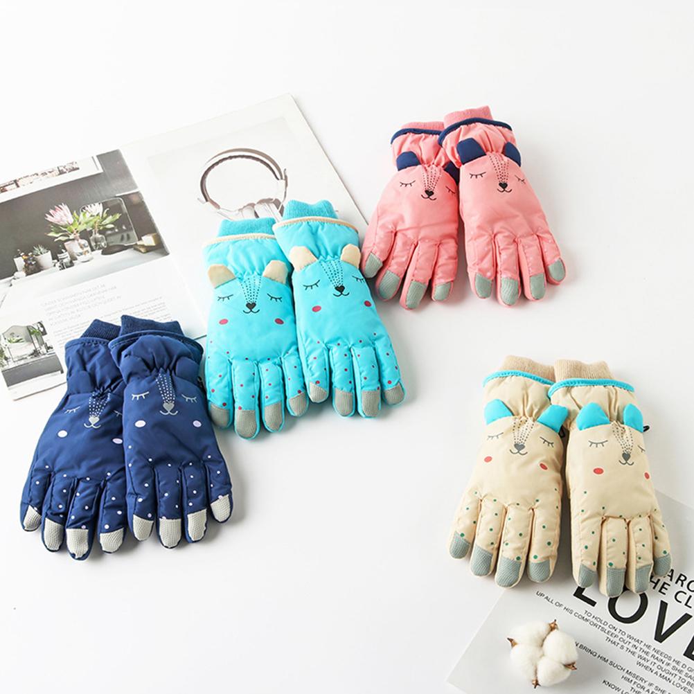 Children Winter Skiing Gloves Waterproof Windproof Non Slip Winter Warm Gloves Children Ski Mittens for Girls Boys