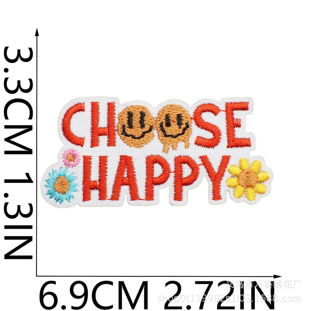 Smile Face Life Inspirational Words Embroidery Cloth Sticker Motivates English Patch Decoration Embroidery Mark Love Yourself Chapter Sticker