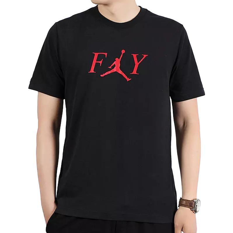 Jordan T Shirts Men's Black Crew Neck Moderate Straight Fit AT8933-010