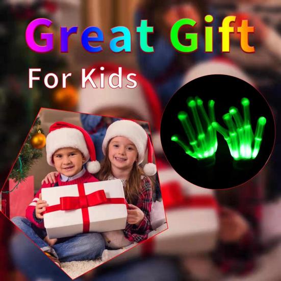 LED Glow Gloves Light-Up Skeleton Hand Bone Gloves for Kids Adults Halloween Costume Gloves for Parties Gatherings
