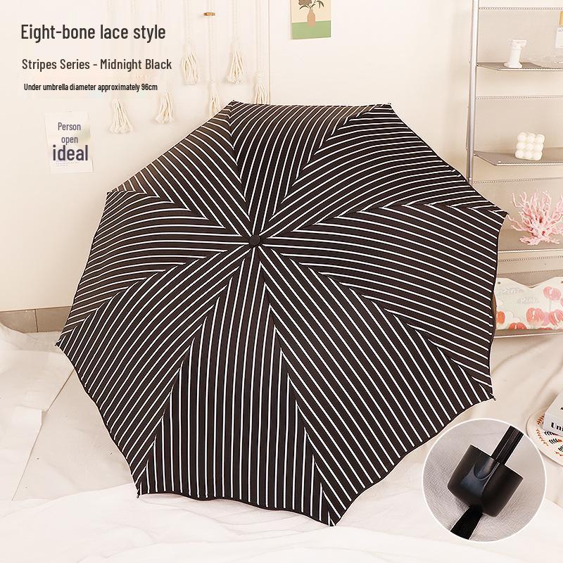 Compact Dual-Use Women's Parasol: Rain & Sun Protection, UV Shield, Korean Style, Fresh Folding Design, Elegant & Practical.