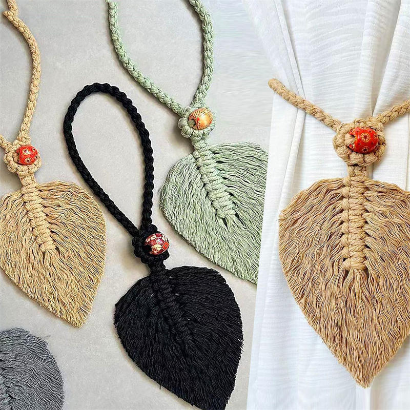 Curtain Holdback Braided Tie Back Holder Bohemian Home Decoration Handmade Curtain Tiebacks Macrame Tassel Leaf Shaped