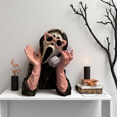 Krzyczący Duch Figurka Halloween Duch Twarz Statua Kolekcjonerska Żywica Postać Horroru Ornament na Półkę Kominkową Dekoracja Szafki