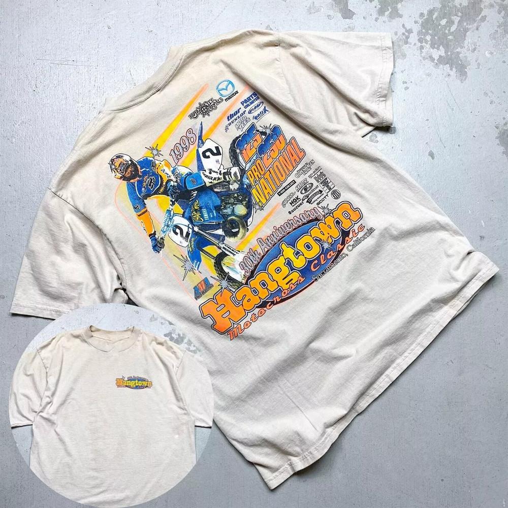 

Винтажная футболка Hangtown Motocross National 1998 года Хлопок Унисекс Размер S-4XL S