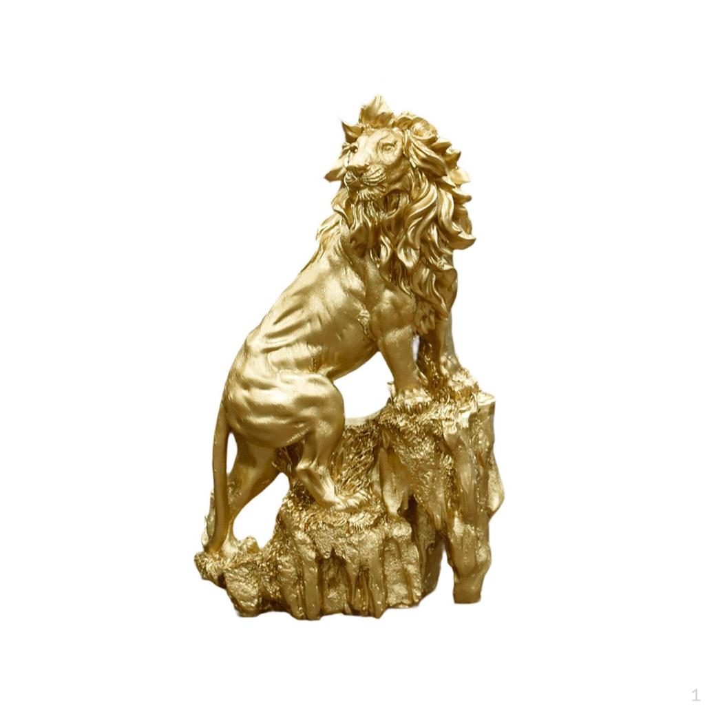 Lion Figurine In Resin, 11.42inch Height, Tabletop Decor for Cafes And