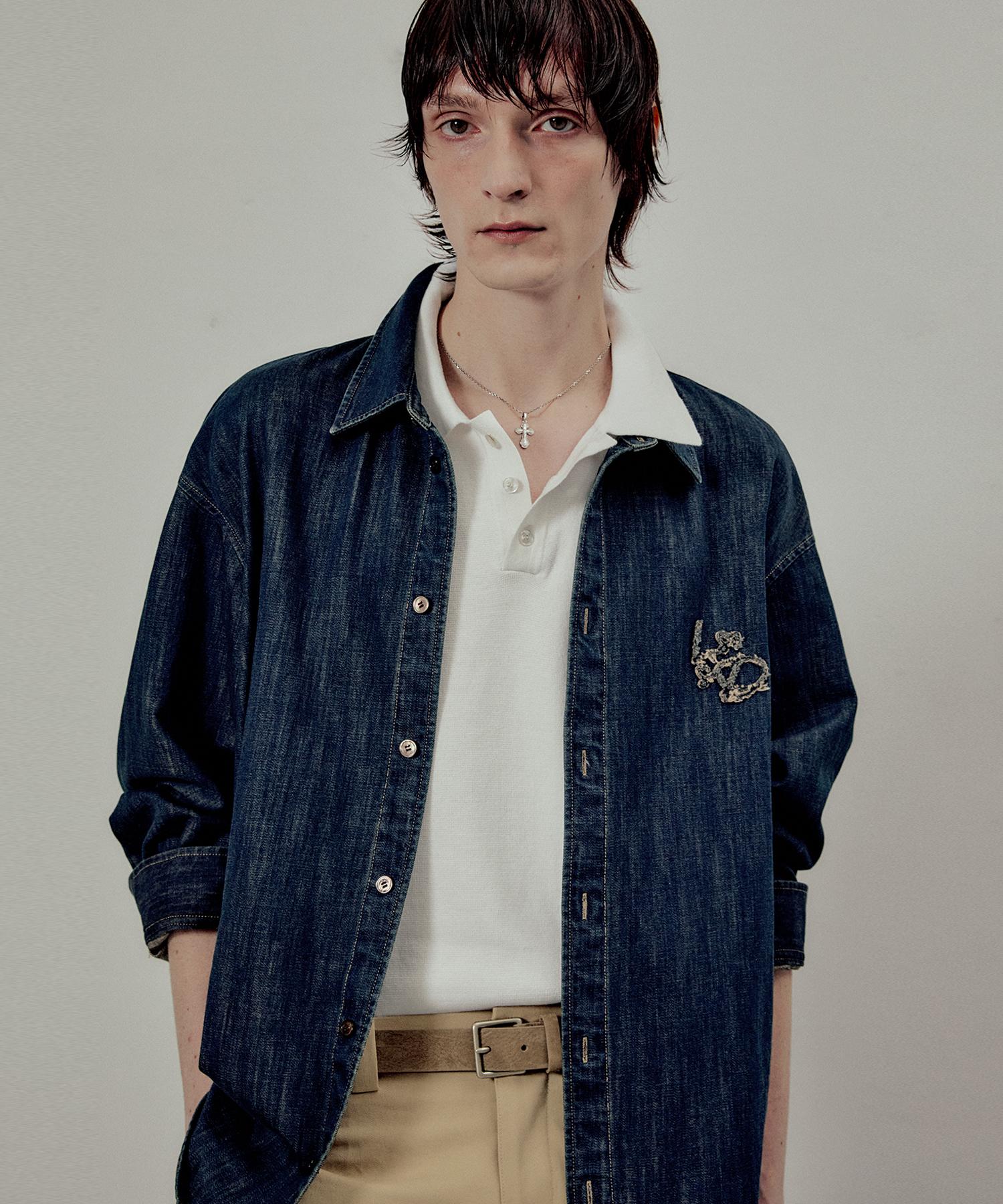 El Mood Burning Denim Cotton Shirt Indigo Indigo/44