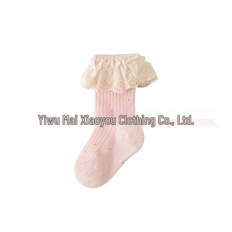 

Children s Lace Princess Mid-Calf Socks - Cute Autumn & Winter Leg Warmers 0-1 Years (Foot Length 9-11cm) светло-розовый