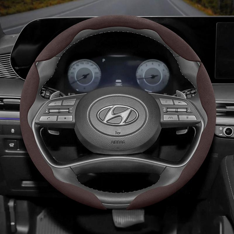 Suitable for Hyundai Anti-Slip Buckle Segmented Suede Steering Wheel Cover I30 Tucson I20 Accent I10 I40 Kona Ix35 Grand Elantra Solaris Creta Getz