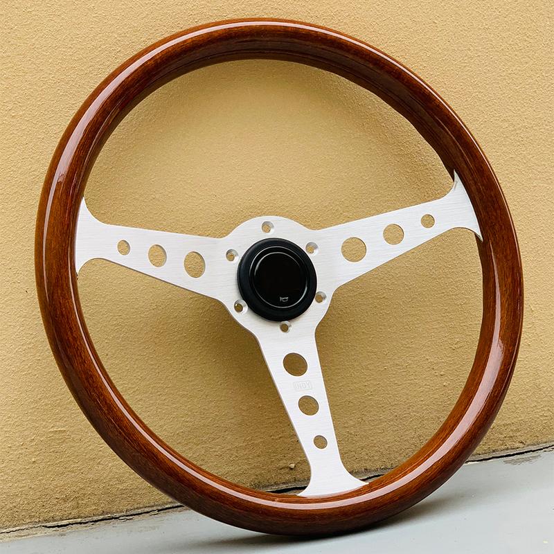 Universal Heritage Indy Wood Grain Steering Wheel 14inch Classic Racing Sports Car Steering Wheel
