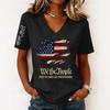 Women's Fashion Casual Short-Sleeve Printed V-Neck Pullover Top