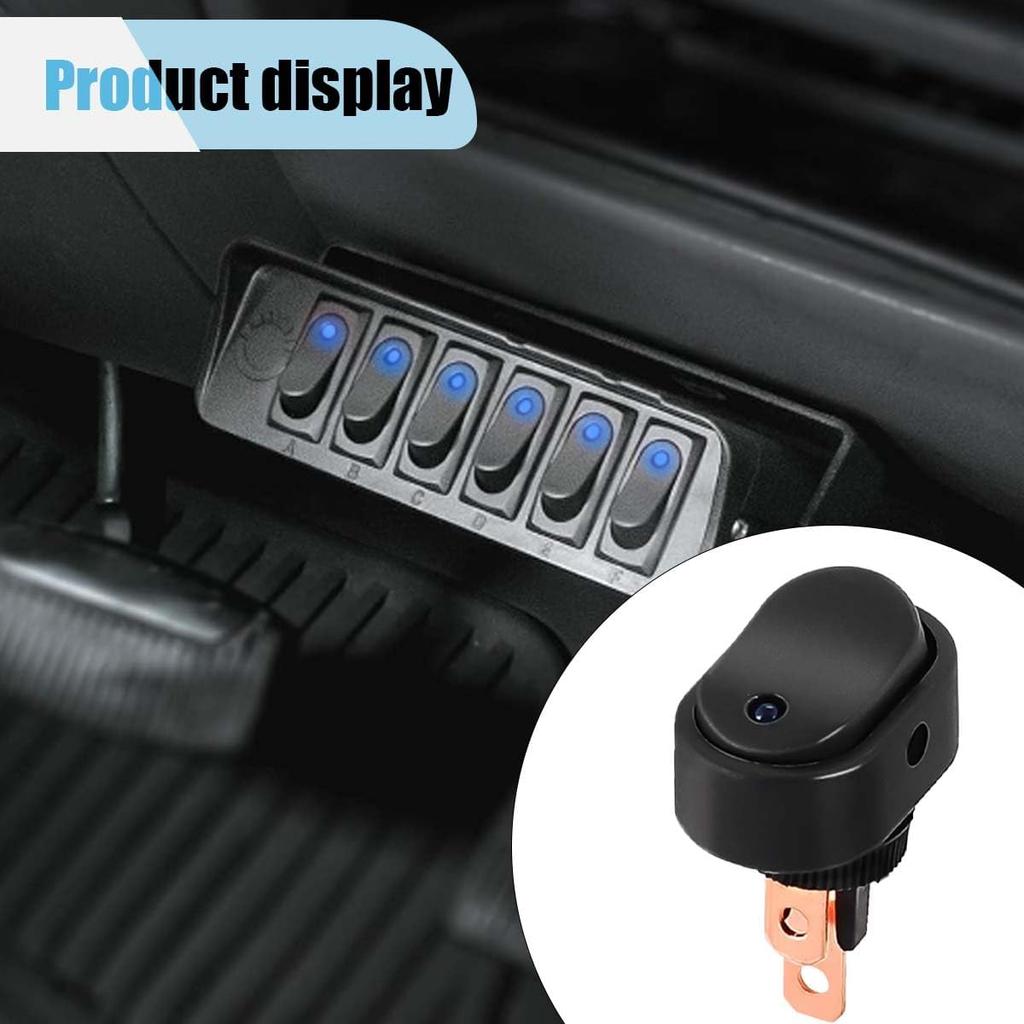 5PCS 12V Oval Shaped Rocker Switch, Weatherproof LED Rocker Toggle Switch, 12mm Hole LED Lighted Illuminated ON Off, 30A SPST 3 Pin Switch for Car