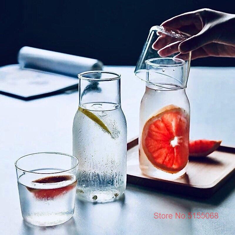 Transparent Cold Kettle And Cup Suit Office Drink Glass Super Cheap Water Jug Set For Girls Coffee Milk Lemonade Bottle Tumbler