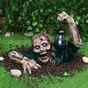 Halloween Zombie Lantern Ornament Spooky LED Light Resin Statue Ornament for Home Outdoor Garden Decoration