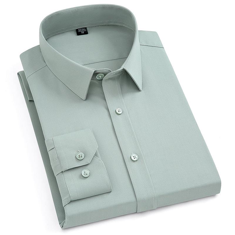 Bamboo Fiber Iron-Free Long Sleeve Korean Style Casual Men's Shirt