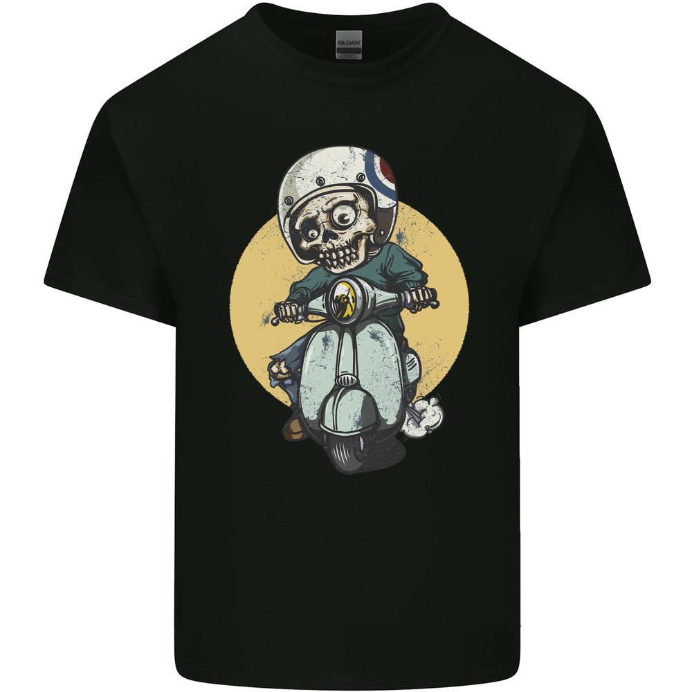 Mod Scooter Moped Skull Mens Cotton T-Shirt Unisex T-Shirt