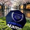 Custom Name Personalized football team F.C Print Umbrella, Auto Open Close, 8‑Rib Sturdy Frame, Commute Camping Hiking Use, Birthday Gift