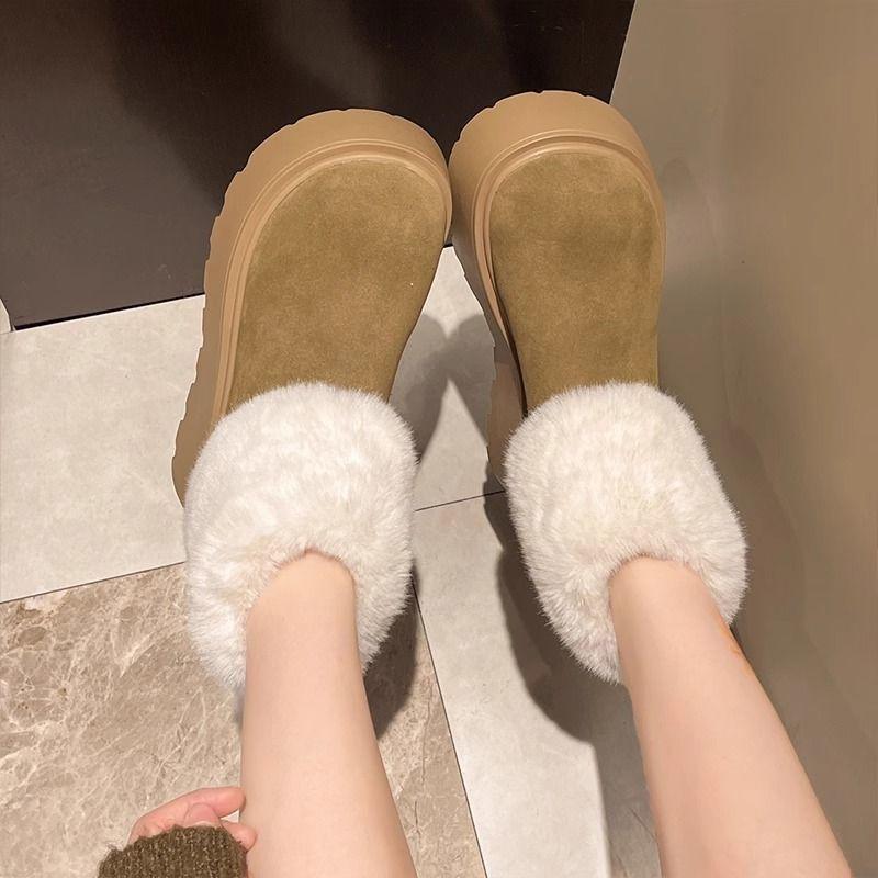 Cold-proof thick-soled women's velvet thickened warm cotton shoes 2025 winter new versatile fashion short boots heightening snow boots