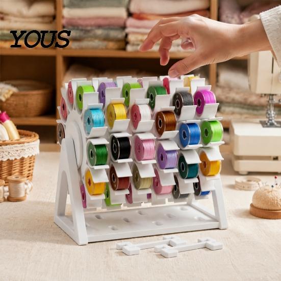Bastelzimmer-Organizer 60-Spulen Nähgarnständer, 360 Grad drehbarer platzsparender Spulenlagerständer, Tischhalter für Stickerei und Quilting