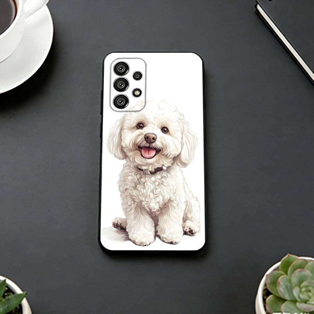 

Cute Cartoon Bichon P-puppy Phone Case For Samsung S25,S24,S21,S22,S23,S30,Ultra,S20,Plus,Fe,Lite,Note,10,Black Cover Samsung S225G