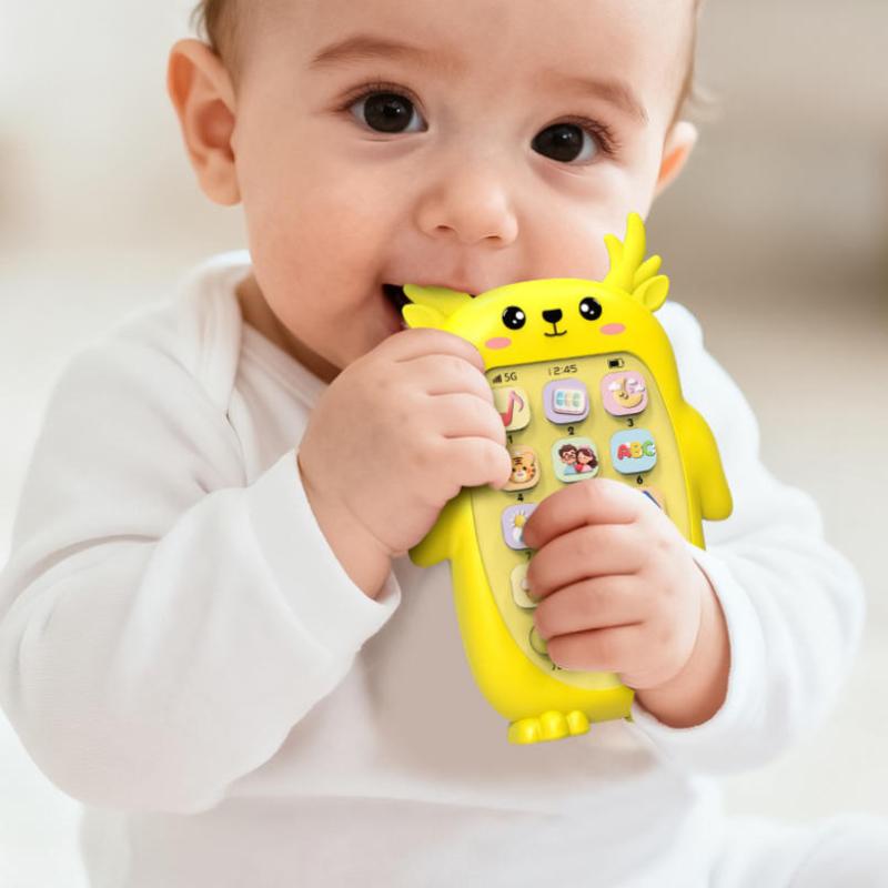 Cute Cartoon Deer Shape Baby Toy Phone Bilingual Learning Modes Chewable Soft Material Music Stories For Infant Early Education