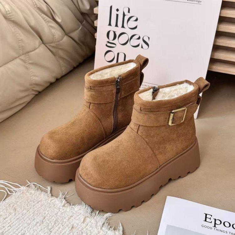 Winter thick-soled velvet thickened snow boots new Birkenstock bread shoes big cotton shoes short boots 34