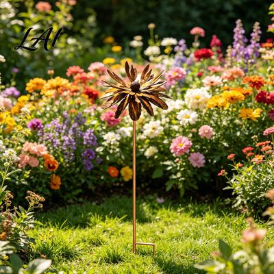 Outdoor Metal Flower Stake Vintage Rusty Cornflower Ground Stake 24 Inch Artistic Wire Art Weather-resistant Garden Decor Decor Rustic Sculptures