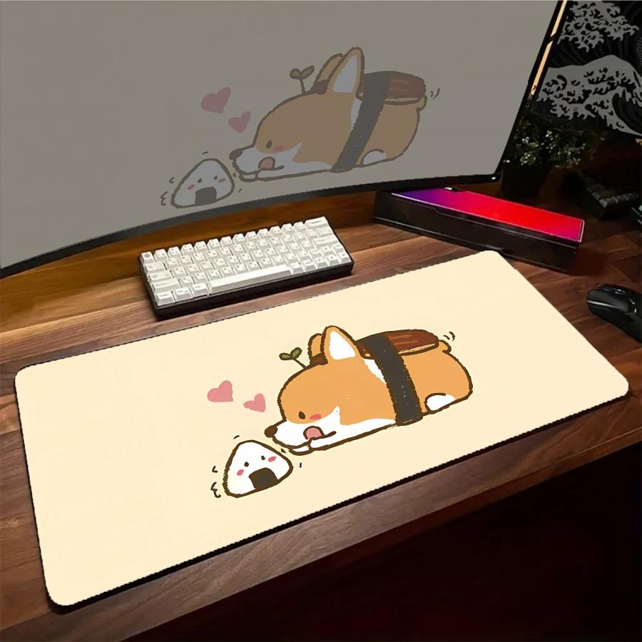 Gaming Mousepad Kawaii Dog Smile XXL Large Mouse Pad Locking Edge Mouse Mat Gamer Keyboards Pads Rubber Large Desk Mats