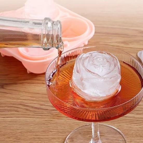 Silicone Ice Cube Mold Rose Shape Ice Ball Tray Slow Melting Whiskey