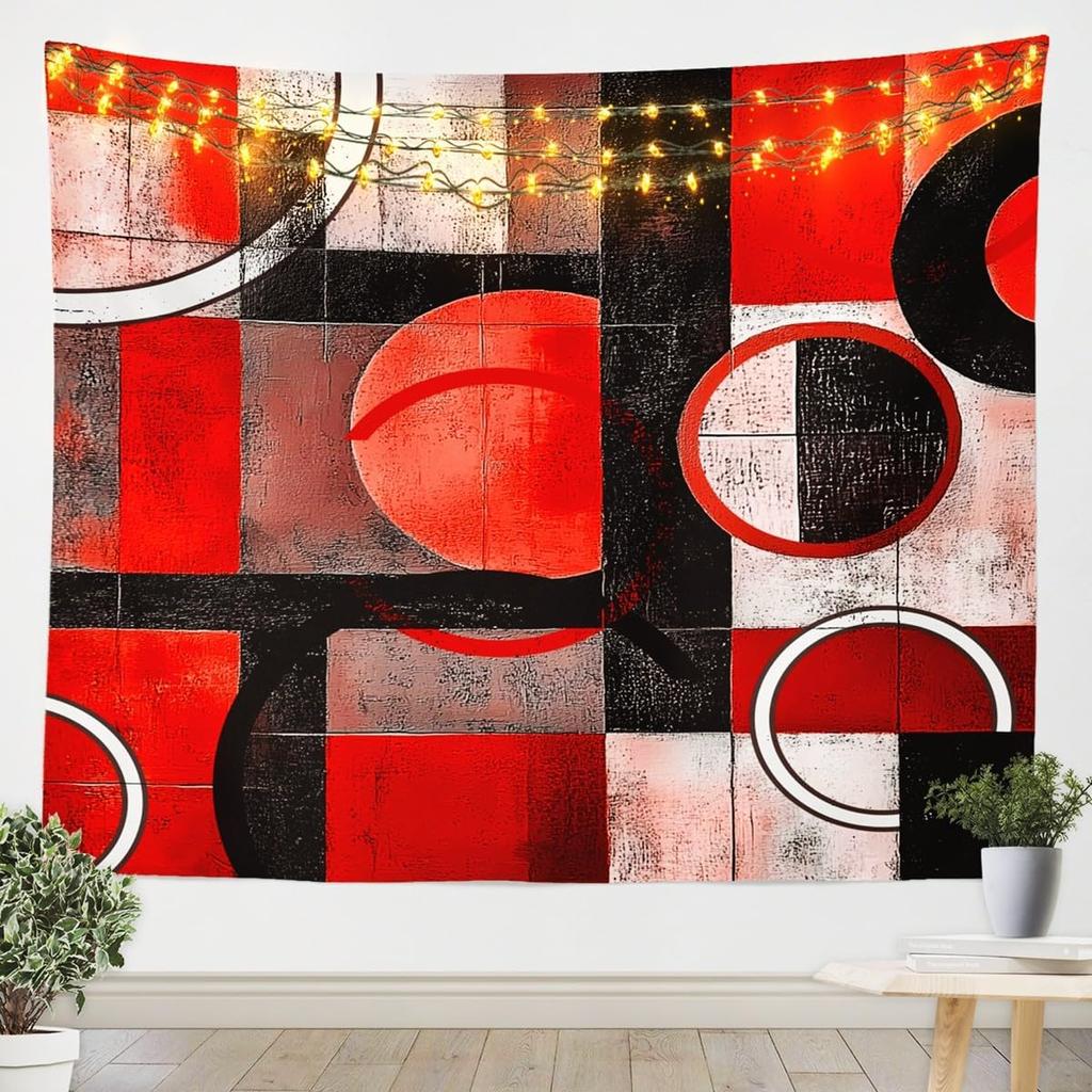 Purple Black White Tapestry Size Kids Abstract Geometric Wall Art for Boys Girls Teens Modern Minimalist Wall Hanging Blanket