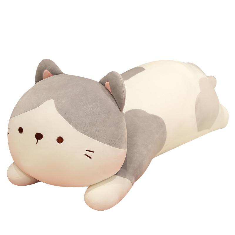 Cartoon Lying Down Cat Throw Pillow Plush Toy Kitten Doll Girl Sleeping Leg Long Pillow Birthday Gift