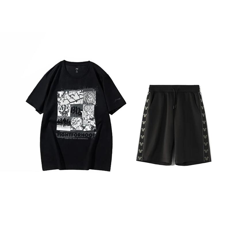 

Li-Ning Loose Fit Round Neck Drop Shoulder Short Sleeve Letter Print Casual Sports Set Unisex Sets AHSUA27-2+YKSV129-2 S