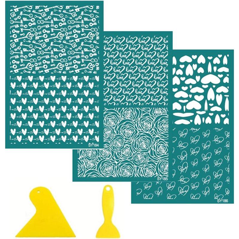 Reusable Heart Flowers Earring Stencil For T-Shirts Valentine s Day Silk Screen Transfers Mesh Transfer