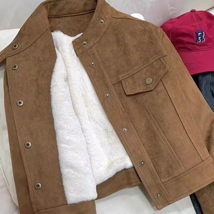 Women's Winter 2025 Korean Style Casual Velvet Thickened Short Jacket