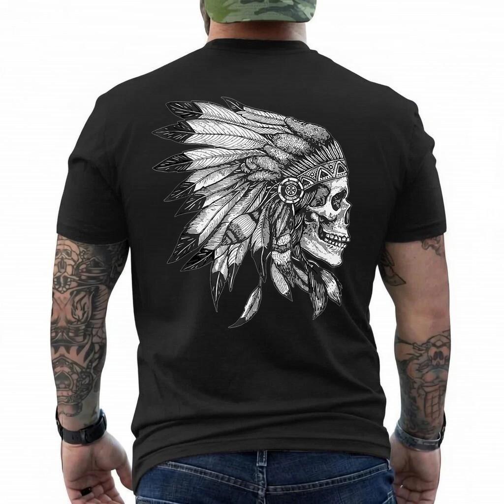 American Motorcycle Skull Native Indian Eagle Chief Vintage T-Shirt L