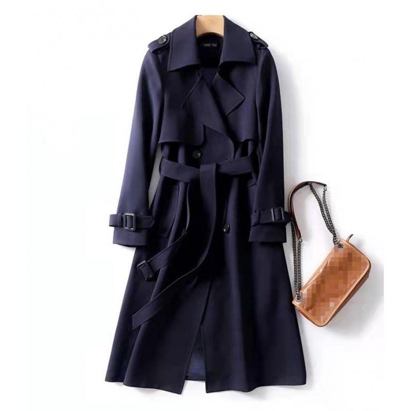 Trench Coat Women's Medium and Long Spring New Large Size Small Popular British Style Coat Knee Coat