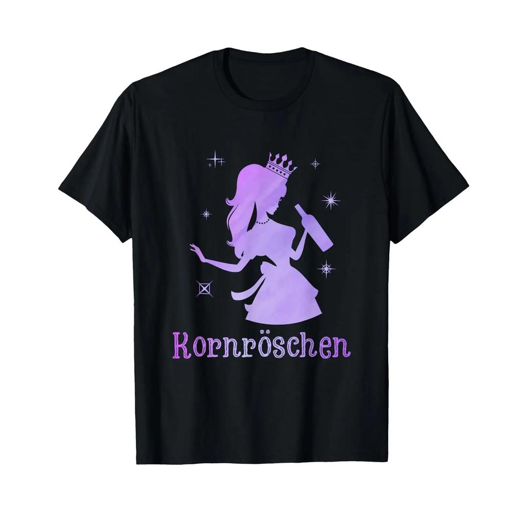 Funny T Shirt KornrSchen Prinzessin Korn Schnaps Party Black Vintage Top For Everyday Wear Designer Clothes Casual