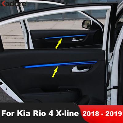For Kia Rio 4 X-line 2018 Stainless Steel Car Ide Inner Door Panel Cover Trim Molding Garnish Strip Interior Accessories