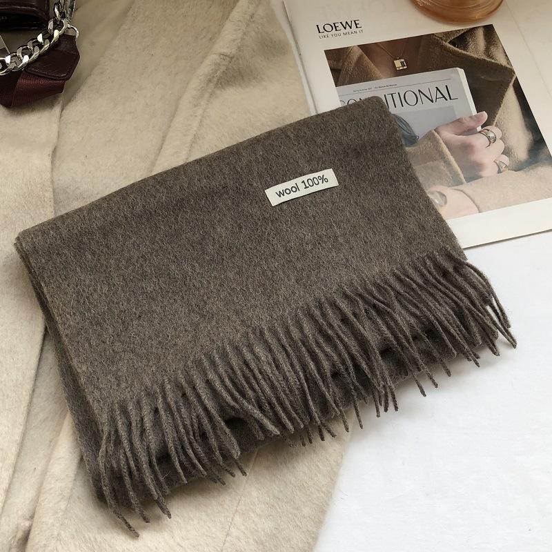 Ladies Wool 100% Australian Pure Wool Scarf Women Long Fringed Warm Cashmere Shawl Winter Thik Warm Knitted Neck Scarf Wrap