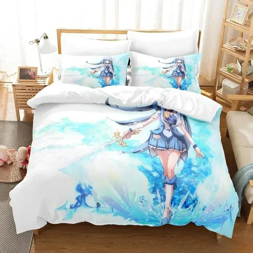 

Smile PreCure! Bedding Set Single Twin Full Queen King Size Bed Set Adult Kid Bedroom Duvetcover Sets Anime Parure De Lit Bed EU single(135x200cm)