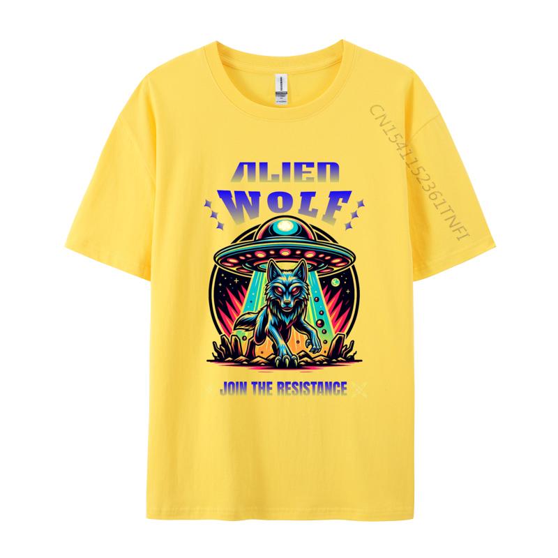 Alien Wolf TShirt Join The Resistance Funny T Shirt Cotton Tops Tees for Male Black Large Graphic Tees