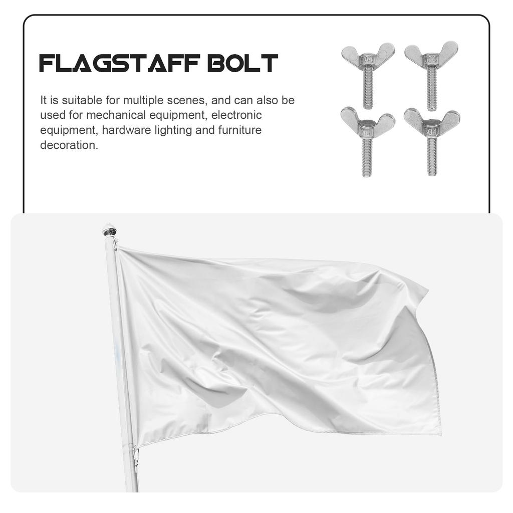 4pcs Stainless Steel Butterfly Bolts Flagpole Fixing Nuts Hand Twist Screws No Tools Needed Easy Installation For Machinery
