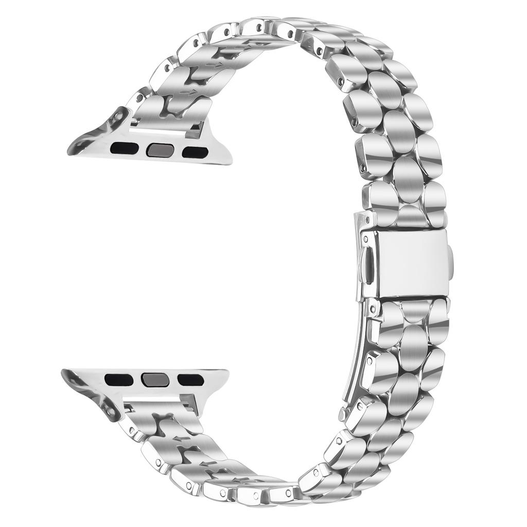 Metal Watch Band for Apple Watch Series 11 10 42mm/9 8 7 41mm/SE3 SE2 SE 6 5 4 40mm/3 2 1 38mm Pearl-Shape Stainless Steel Silver Wrist Strap