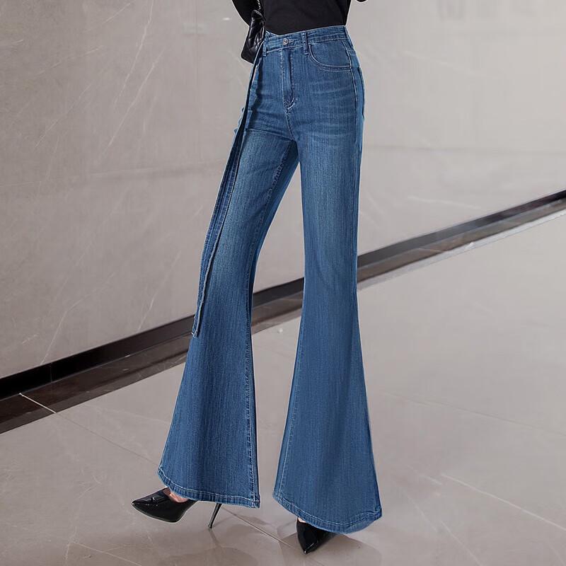 

Women s Washed High-Waist Slim Fit Flare Jeans L