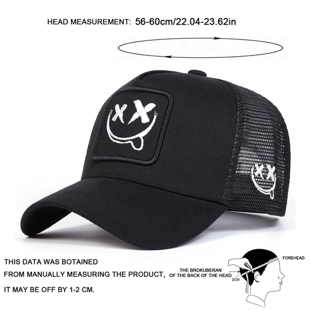 Unisex XX Smiling Face Embroidery Baseball Net Caps Outdoor Adjustable Spring and Summer Casual Sunscreen Hat