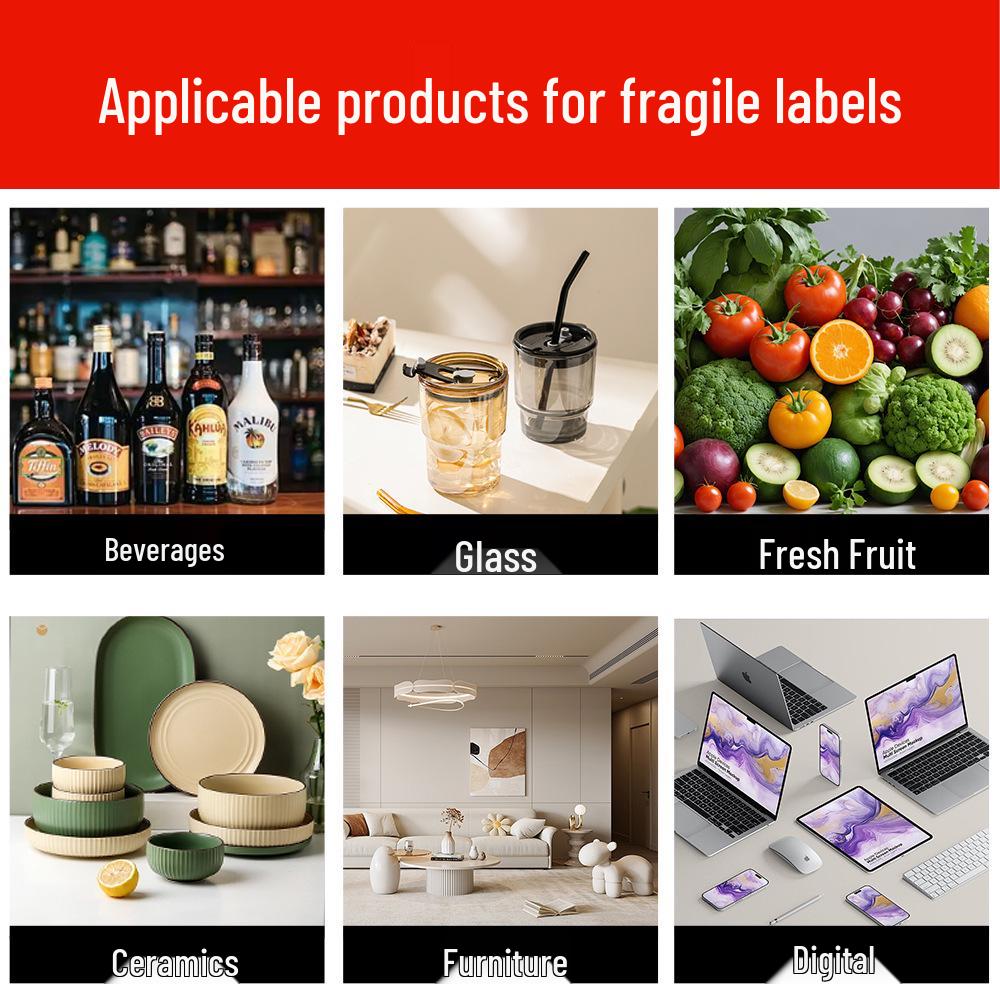 Express Delivery Fragile Warning Stickers - English Adhesive 'Do Not Press' Labels